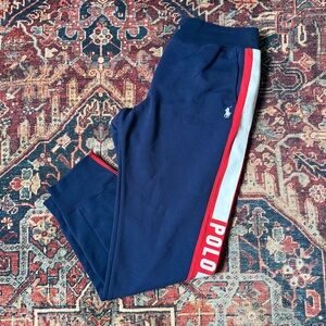 Polo by Ralph Lauren Blue and Red Joggers with Sporty Stripe